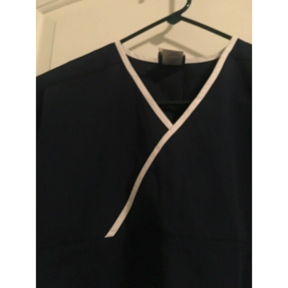 Malibu Doc Women's Blue White Scrub Top V Neck Nurse Medical Size Large - Picture 4 of 8